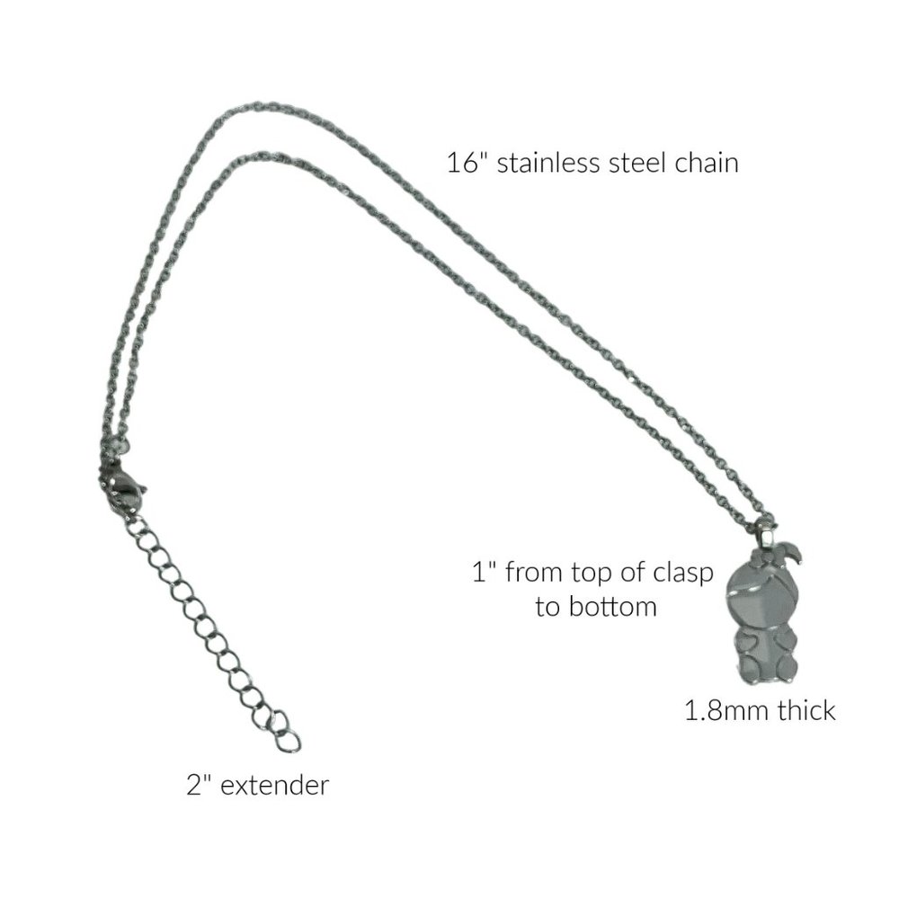 Stainless Steel Necklace Girl w/Pony Tail - Picture 3 of 4